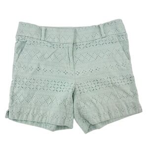 LOFT Mint Eyelet Cotton Blend Shorts